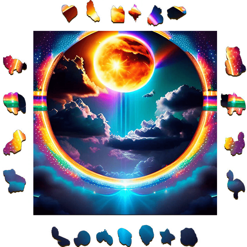 A Rainbow portal in the sky - Wooden Jigsaw Puzzle