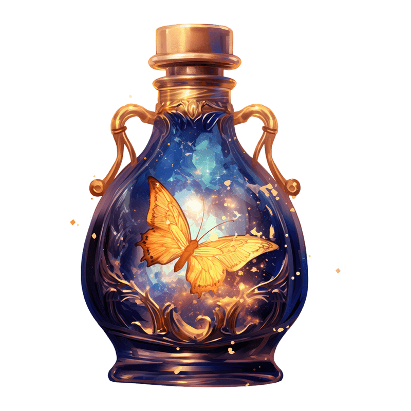 Golden butterfly flying in glass bottle - Wooden Jigsaw Puzzle