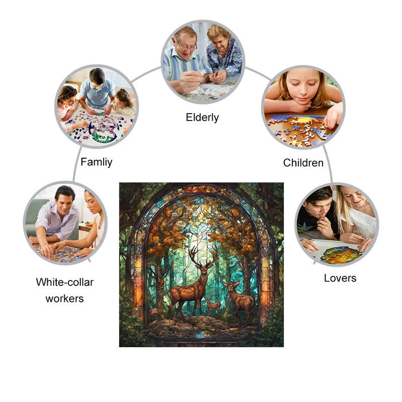 Deers on forest - Wooden Jigsaw Puzzle