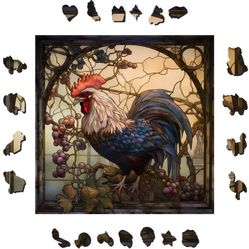 Chicken Rooster - Wooden Jigsaw Puzzle