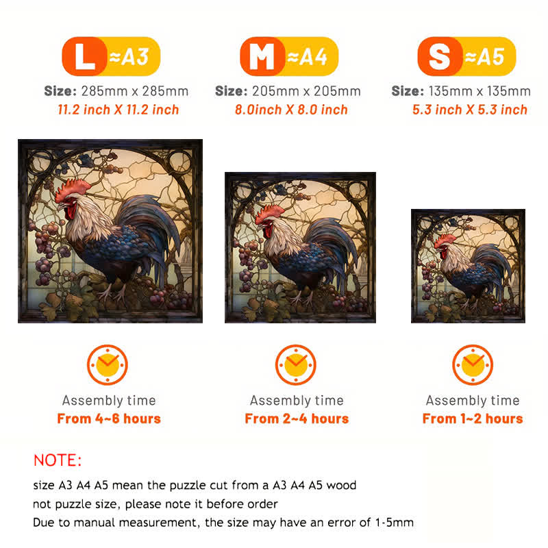 Chicken Rooster - Wooden Jigsaw Puzzle