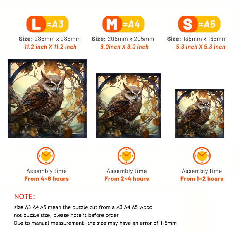 Cute and delicate owl - Wooden Jigsaw Puzzle