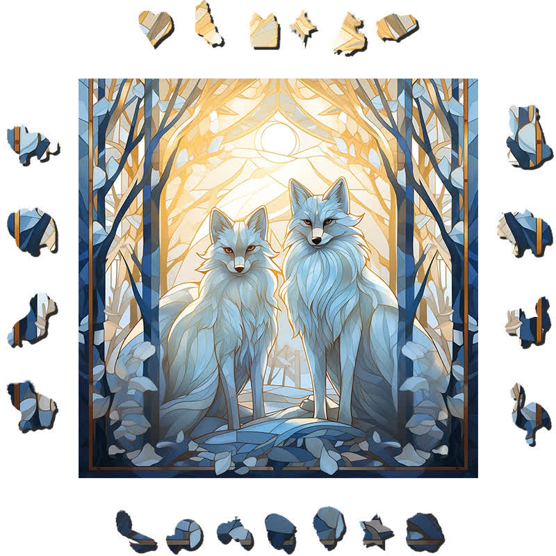 White snow fox - Wooden Jigsaw Puzzle