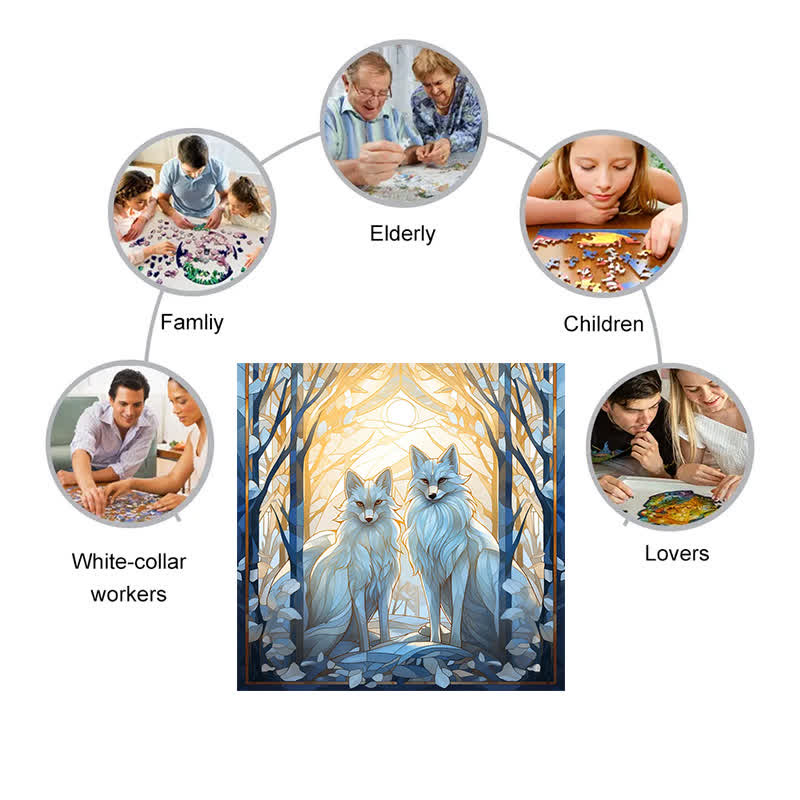 White snow fox - Wooden Jigsaw Puzzle