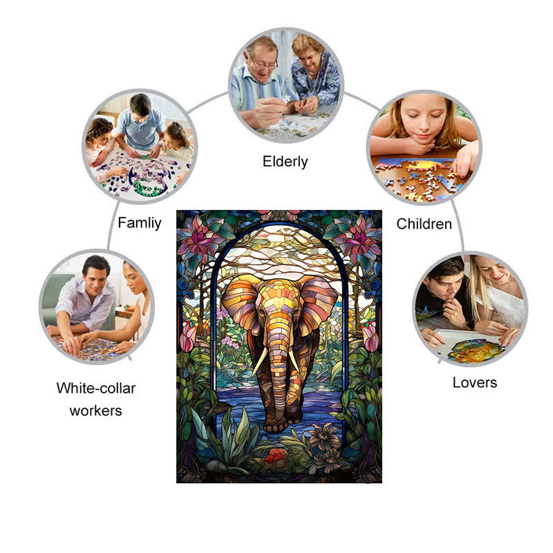 African Elephant 3- Wooden Jigsaw Puzzle