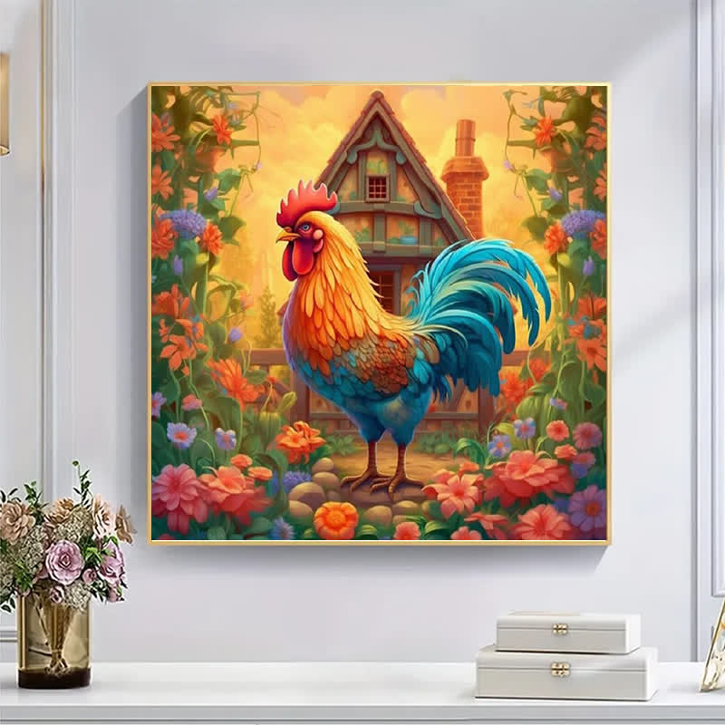 Flower Garden Rooster - Wooden Jigsaw Puzzle