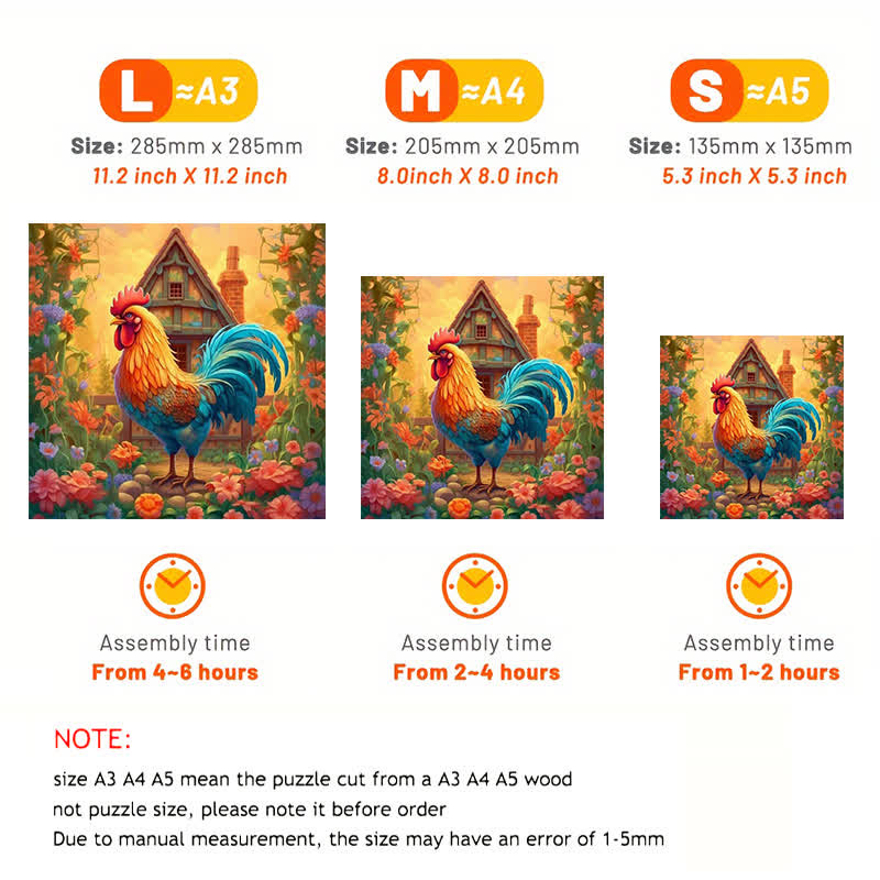 Flower Garden Rooster - Wooden Jigsaw Puzzle