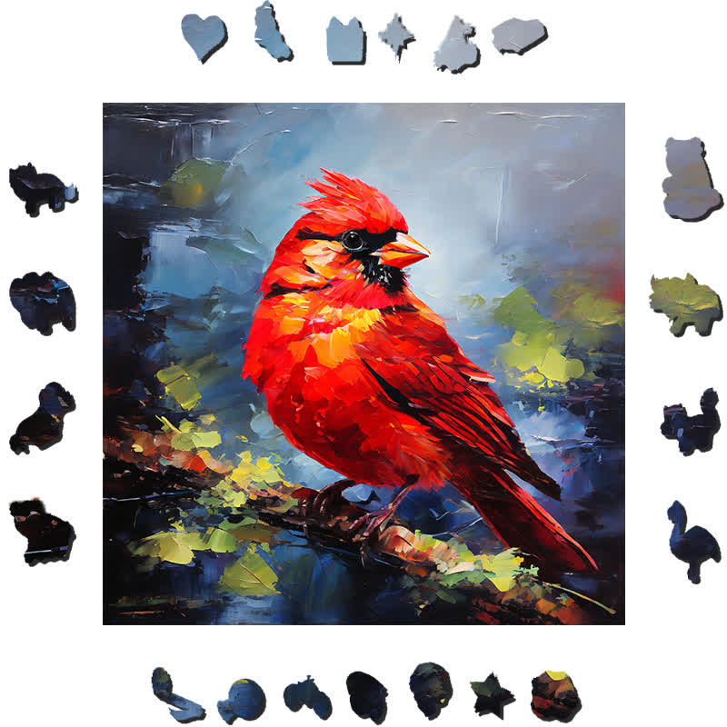 Cardinal on a Birch Branch - Wooden Jigsaw Puzzle