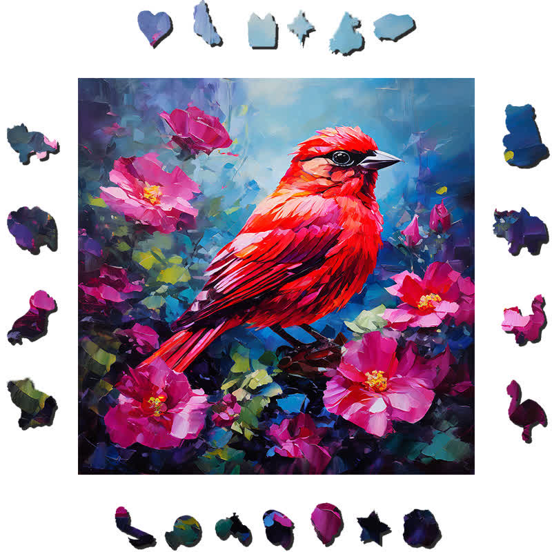 Bird Northern Cardinal - Wooden Jigsaw Puzzle