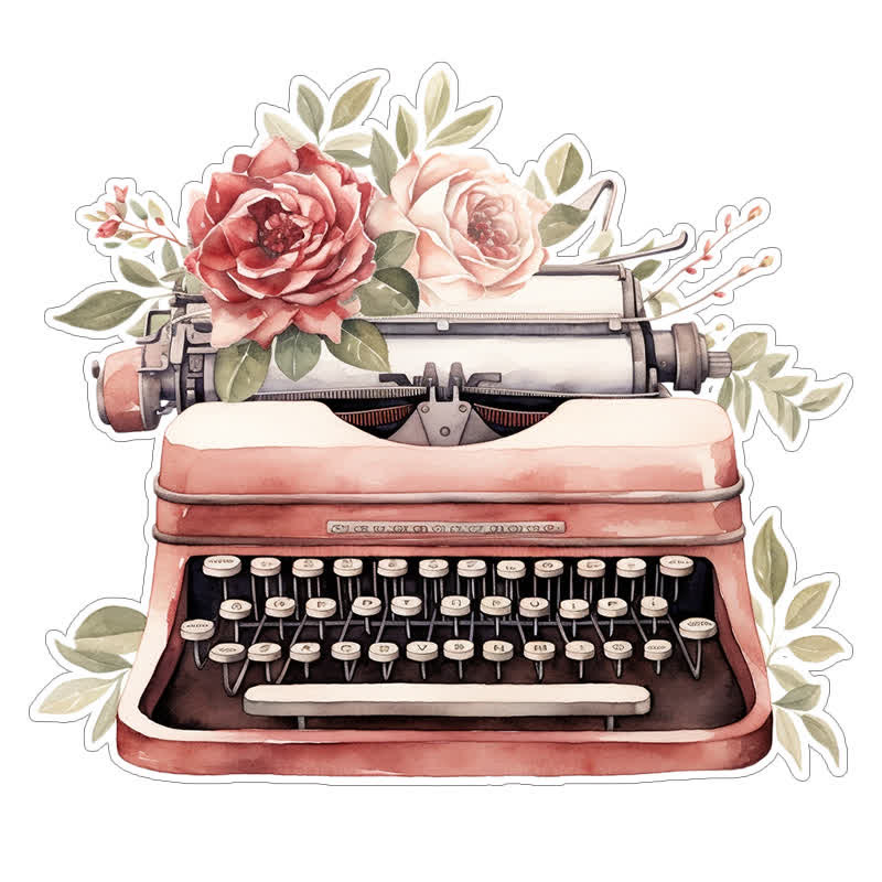Vintage Flower Typewriter - Wooden Jigsaw Puzzle