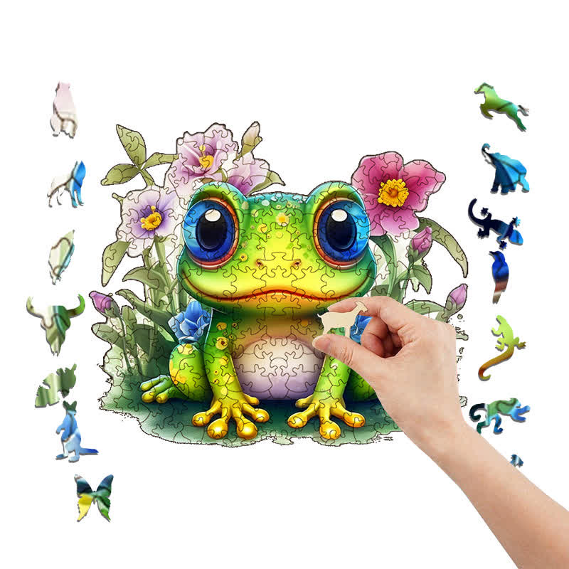 Cute Frog -1 Wooden Jigsaw Puzzle