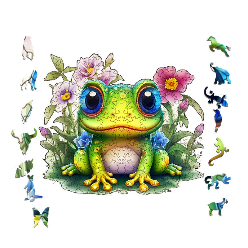 Cute Frog -1 Wooden Jigsaw Puzzle