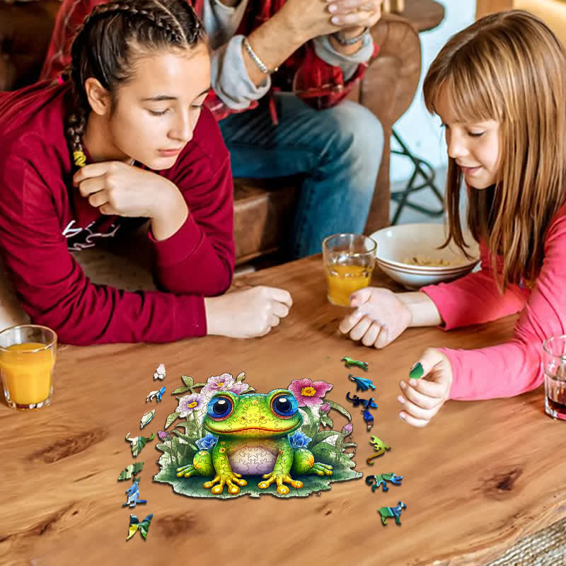 Cute Frog -1 Wooden Jigsaw Puzzle
