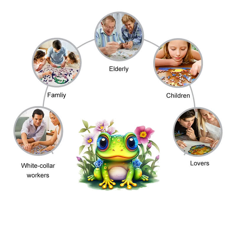 Cute Frog -1 Wooden Jigsaw Puzzle