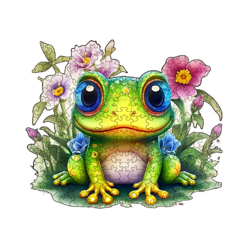 Cute Frog -1 Wooden Jigsaw Puzzle