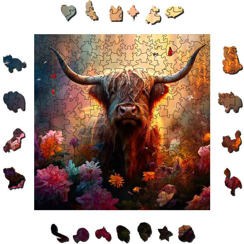 Highland Cattle Cow - Wooden Jigsaw Puzzle