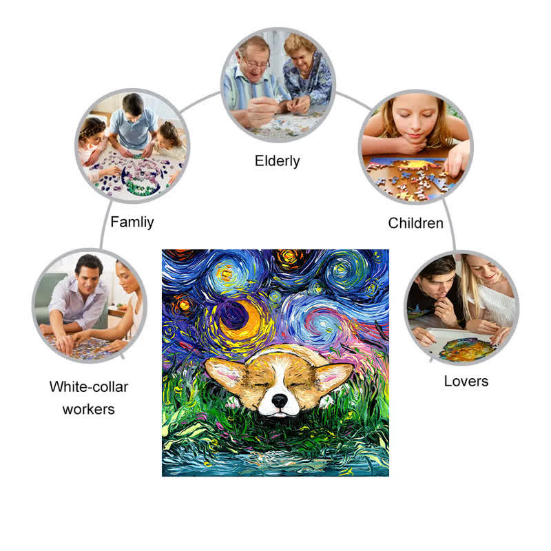 Sleeping Pembroke Welsh Corgi Dog - Wooden Jigsaw Puzzle