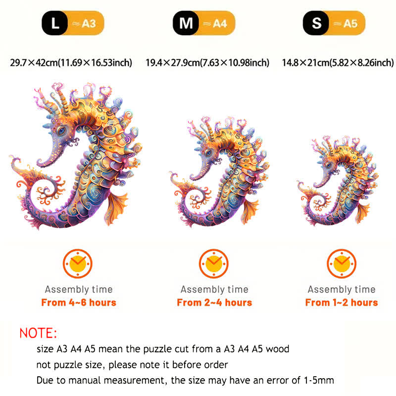 Colorful seahorse - Wooden Jigsaw Puzzle