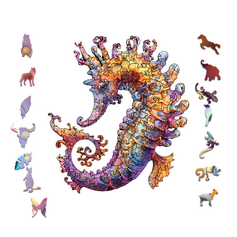 Colorful seahorse - Wooden Jigsaw Puzzle