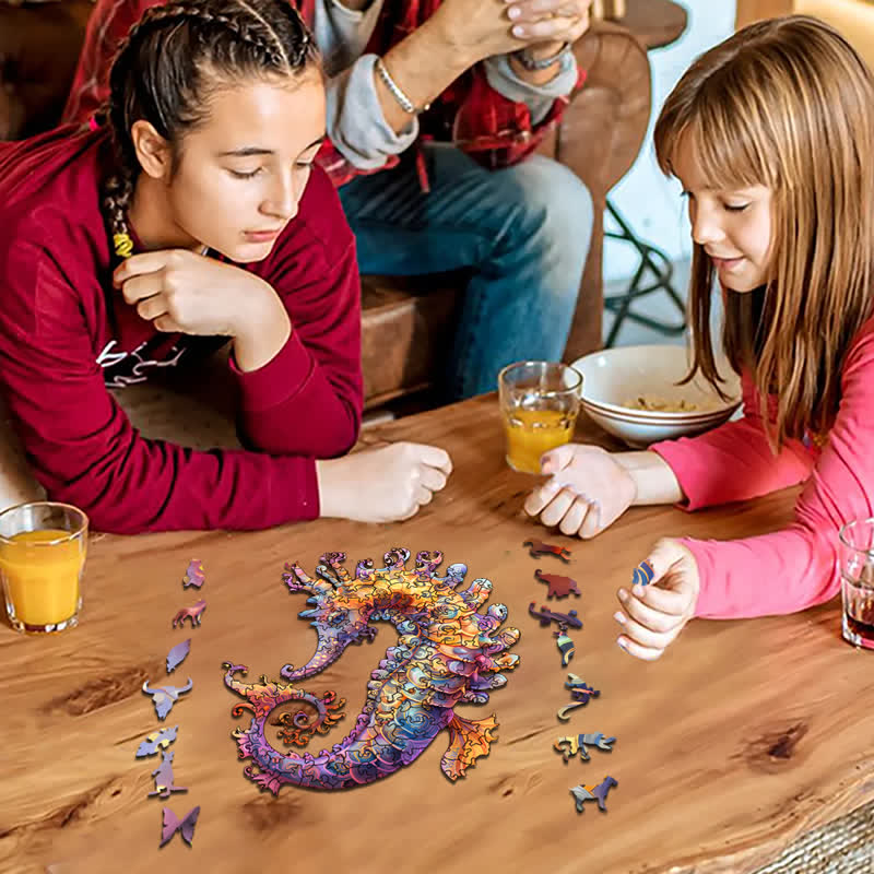 Colorful seahorse - Wooden Jigsaw Puzzle