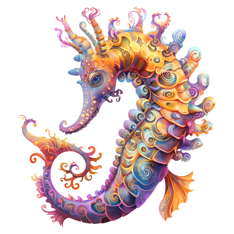 Colorful seahorse - Wooden Jigsaw Puzzle