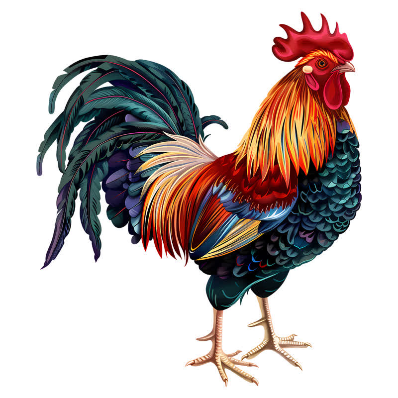 Rooster Hen - Wooden Jigsaw Puzzle