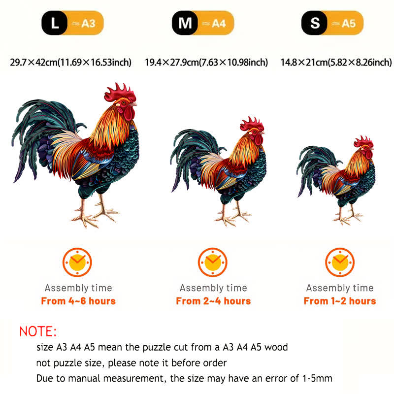 Rooster Hen - Wooden Jigsaw Puzzle