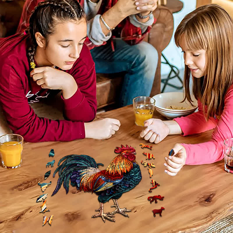 Rooster Hen - Wooden Jigsaw Puzzle