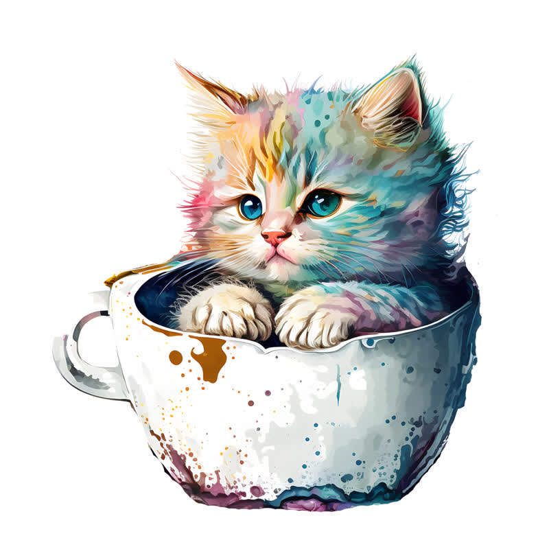  Cute teacup cat -1 Wooden Jigsaw Puzzle