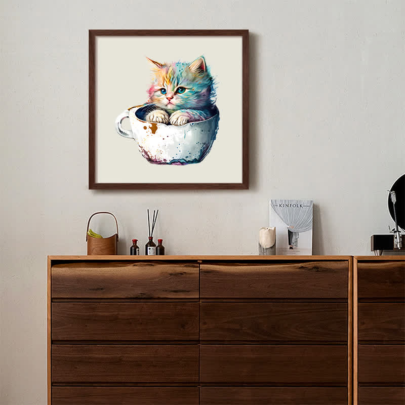  Cute teacup cat -1 Wooden Jigsaw Puzzle