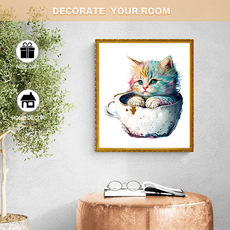  Cute teacup cat -1 Wooden Jigsaw Puzzle