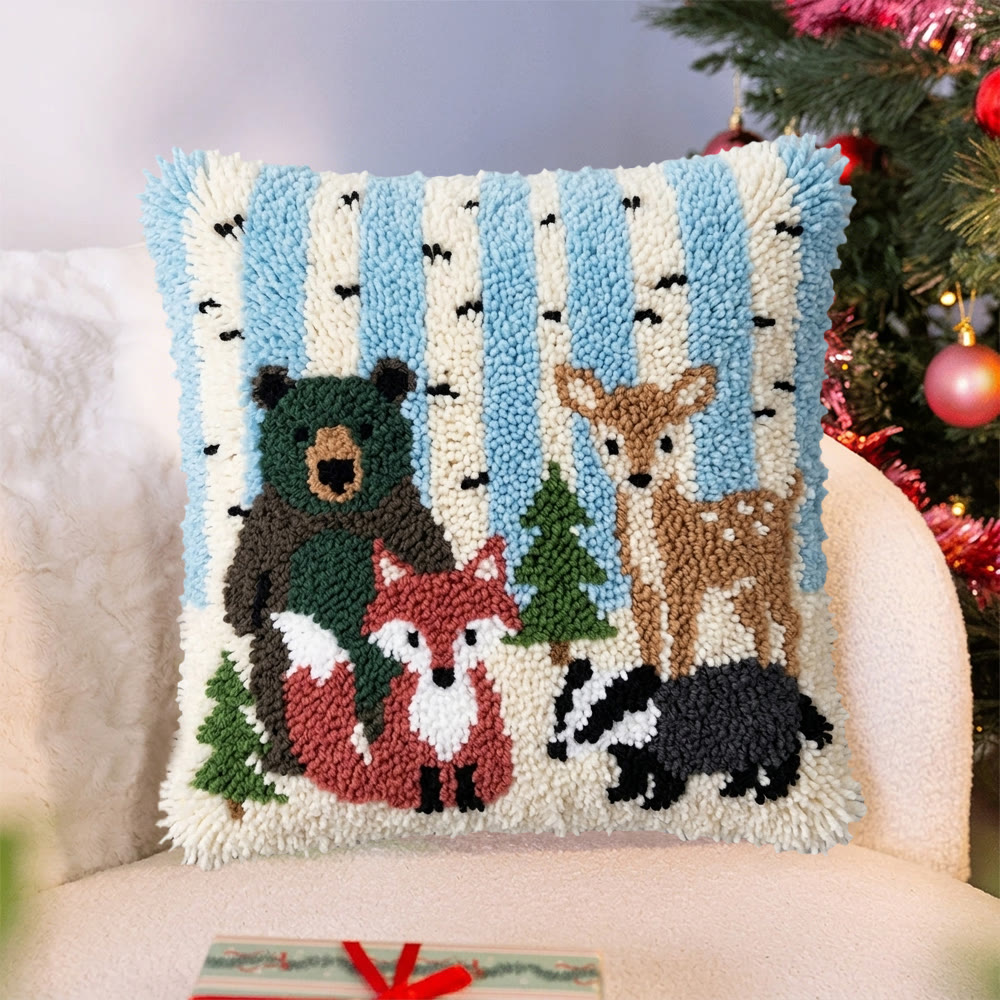 Rubbyoo Latch Hook Pillow Kit - Animal With Birch Tree | Vintage Handmade Pillowcase | Nice Gifts For Mom - image 8