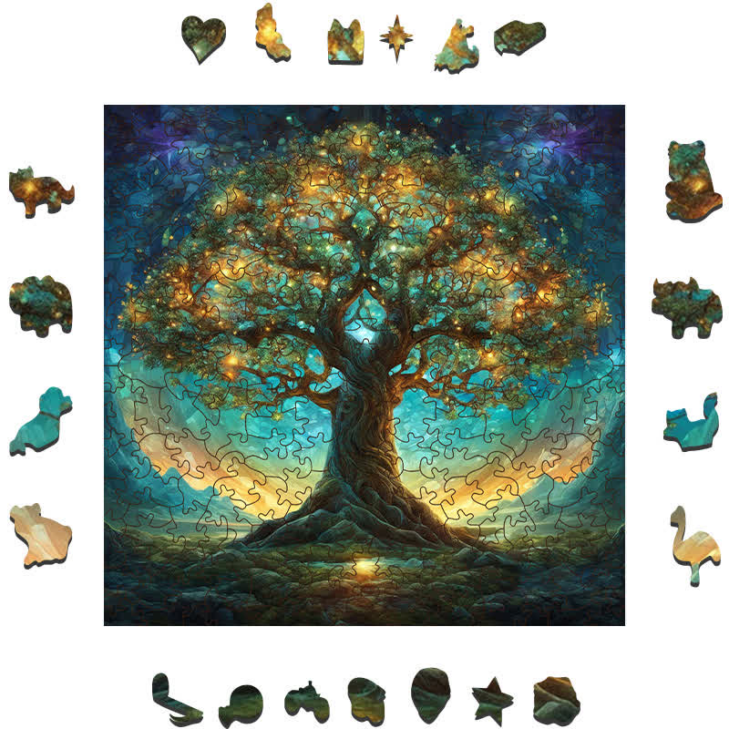 Rubbyoo Tree of Nightlife - Wooden Jigsaw Puzzle