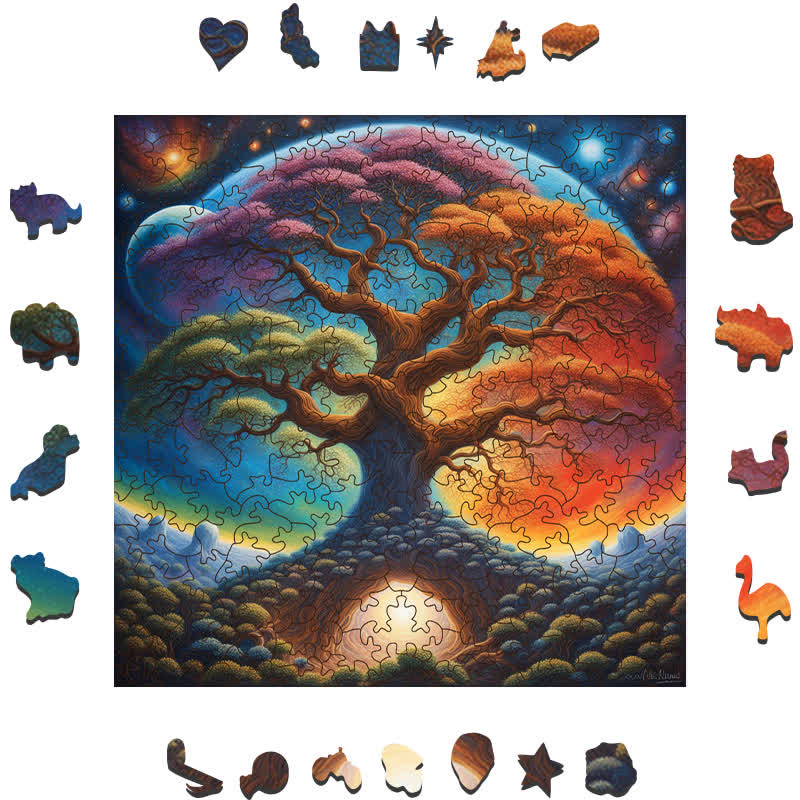 Rubbyoo Cosmic Tree Of Life - Wooden Jigsaw Puzzle