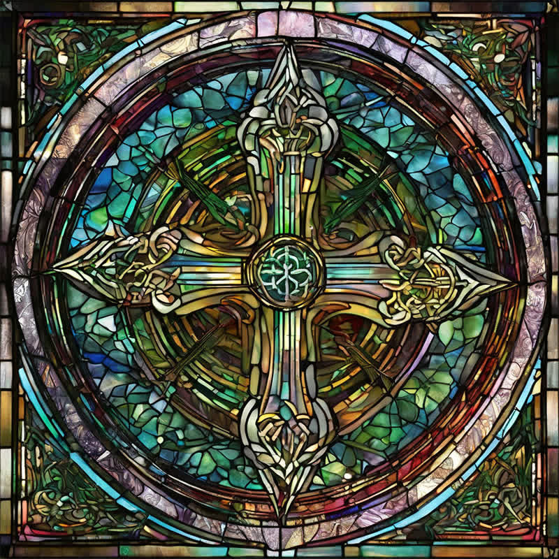 Rubbyoo Celtic Cross with Ancient Runes - Wooden Jigsaw Puzzle