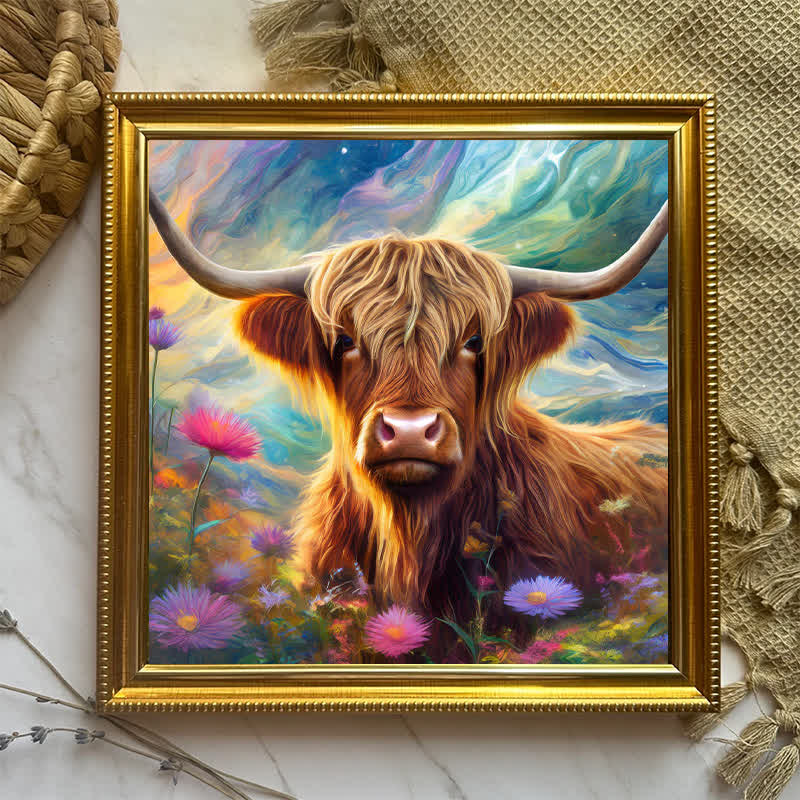 Rubbyoo Cute highland cow - Wooden Jigsaw Puzzle