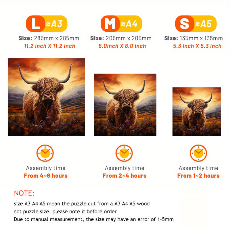 Rubbyoo Highland Cow - Wooden Jigsaw Puzzle