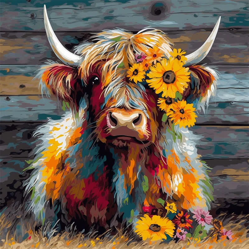 Rubbyoo Cute Highland Cow - Wooden Jigsaw Puzzle