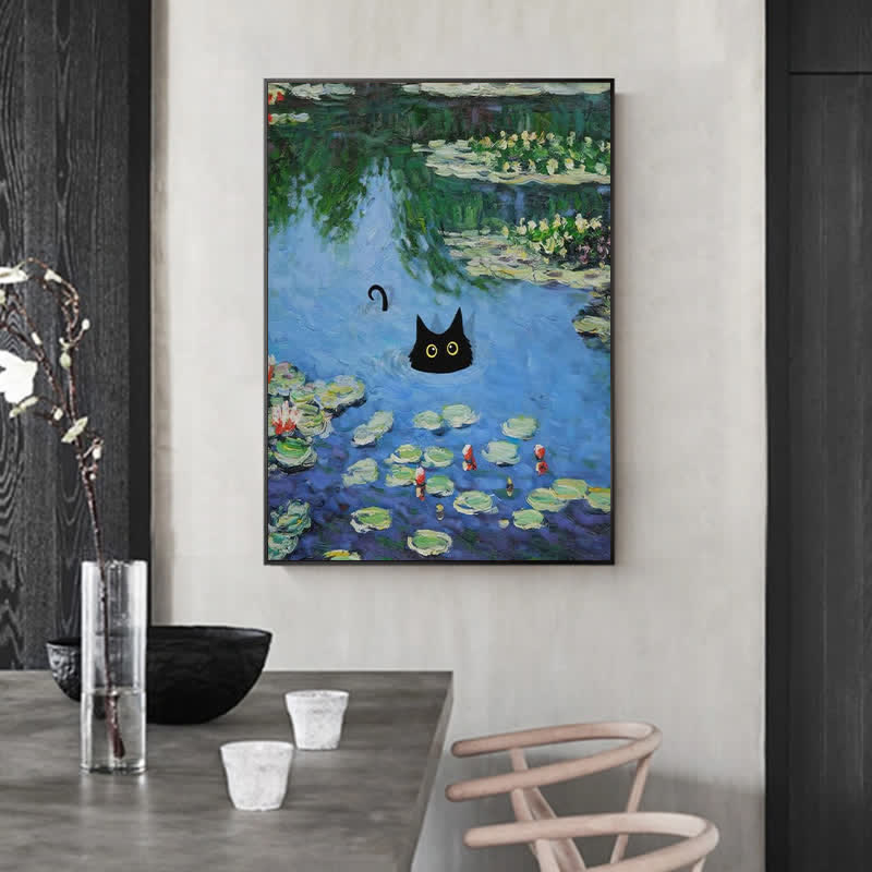 Rubbyoo Water Lilies And Black Cat - Wooden Jigsaw Puzzle