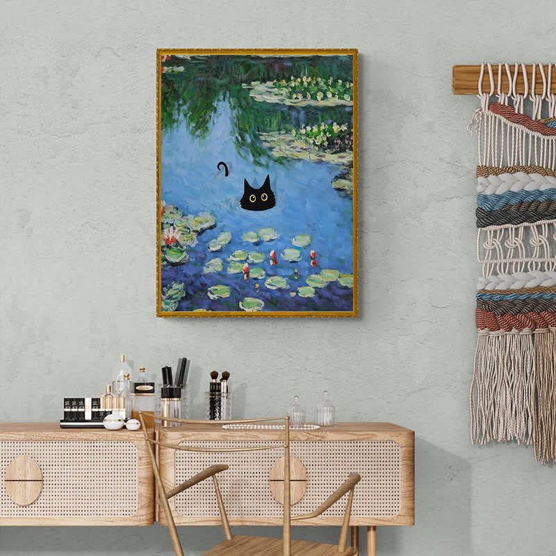 Rubbyoo Water Lilies And Black Cat - Wooden Jigsaw Puzzle