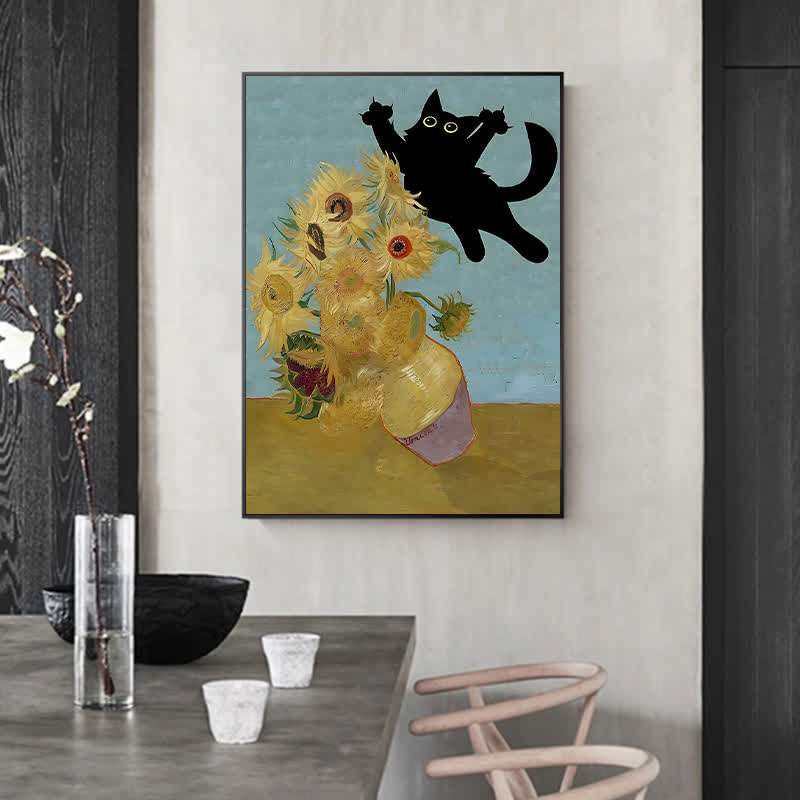 Rubbyoo Sunflowers Cat - Wooden Jigsaw Puzzle