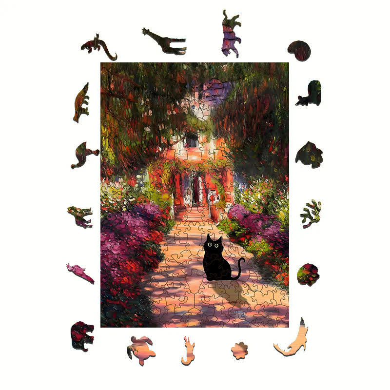 Rubbyoo Monet Garden Cat - Wooden Jigsaw Puzzle