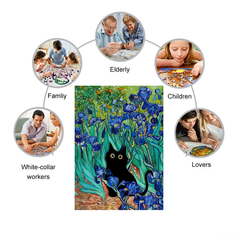 Rubbyoo Irises Cat - Wooden Jigsaw Puzzle