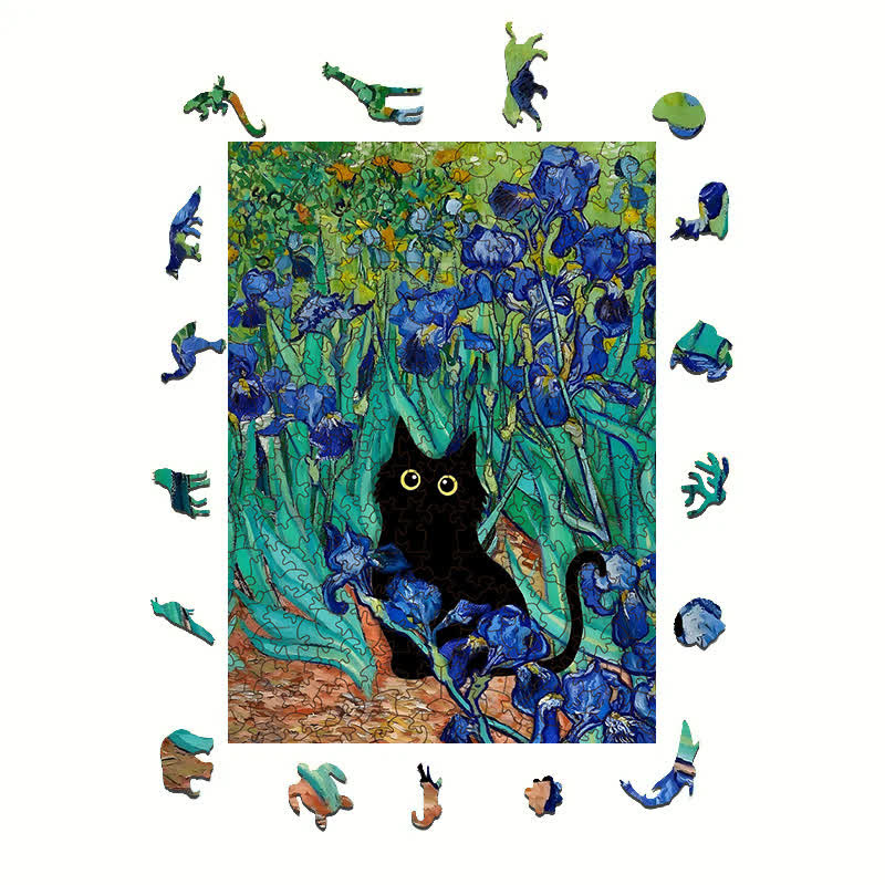 Rubbyoo Irises Cat - Wooden Jigsaw Puzzle
