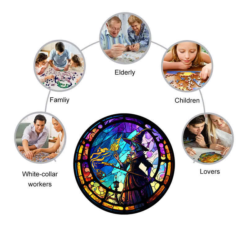 Rubbyoo Elegant Witch With Black Hat - Wooden Jigsaw Puzzle