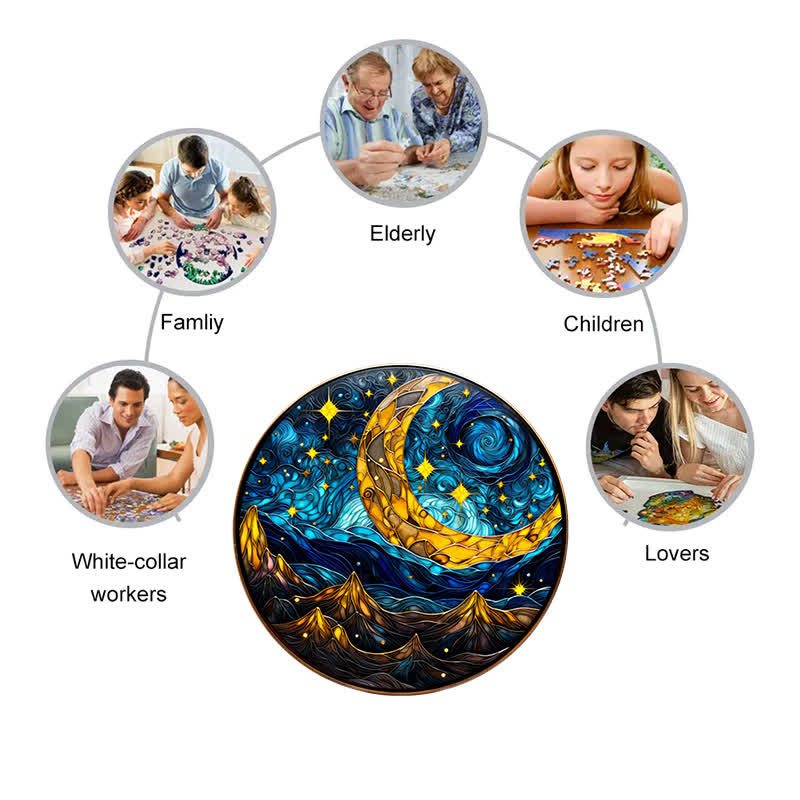 Rubbyoo Starry Night - Wooden Jigsaw Puzzle