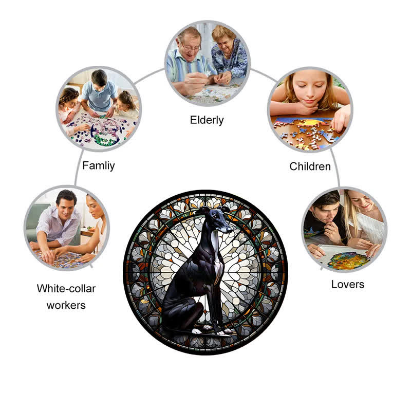 Rubbyoo Black Greyhound Dog - Wooden Jigsaw Puzzle