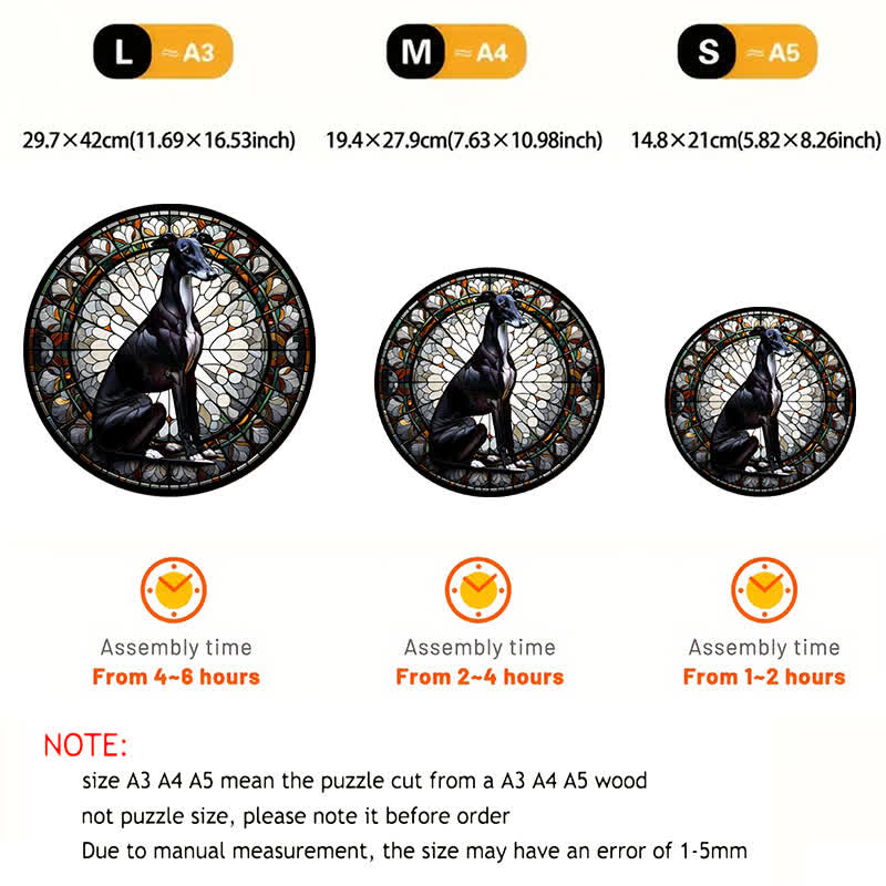 Rubbyoo Black Greyhound Dog - Wooden Jigsaw Puzzle