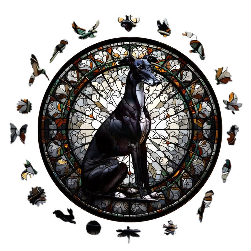 Rubbyoo Black Greyhound Dog - Wooden Jigsaw Puzzle