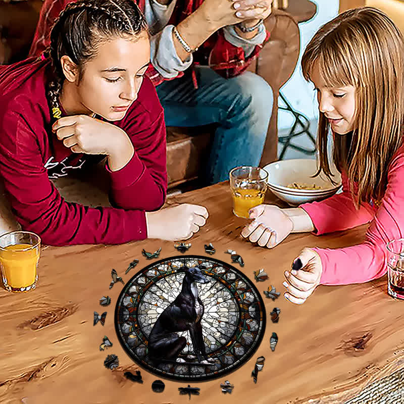 Rubbyoo Black Greyhound Dog - Wooden Jigsaw Puzzle